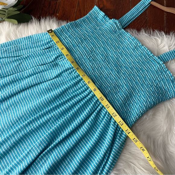 Blue & White Striped Maxi Tiered Dress Summer - Picture 7 of 8